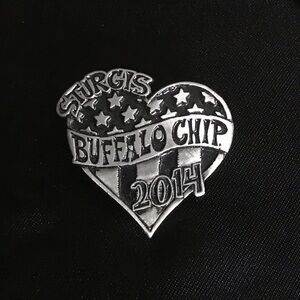 STURGIS BIKER RALLY 2014 HEART PIN FROM THE WORLD FAMOUS BUFFALO CHIP